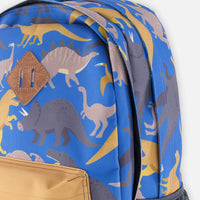 Kids Backpack Blue Dinosaur Print