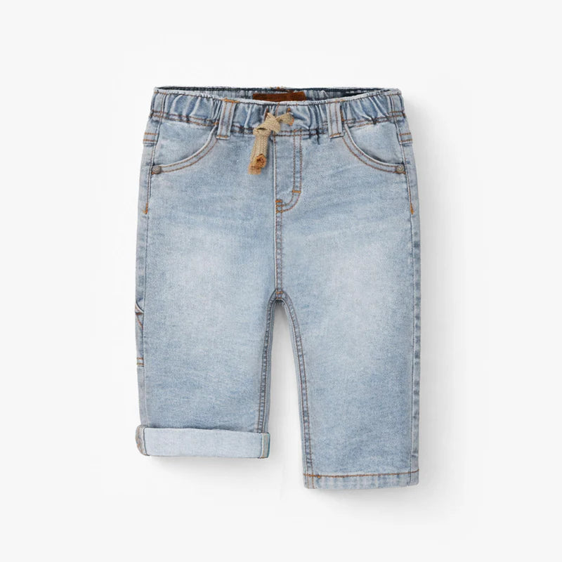 Pale blue jeans with star patch, baby