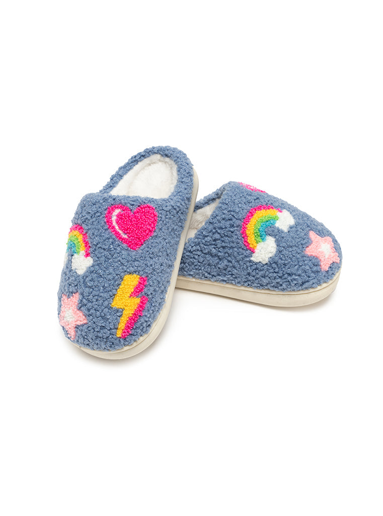 KIDS DENIM PATCH SLIPPERS
