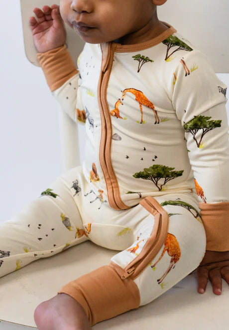 Footless Sleeper with Fold-over Cuffs - Safari