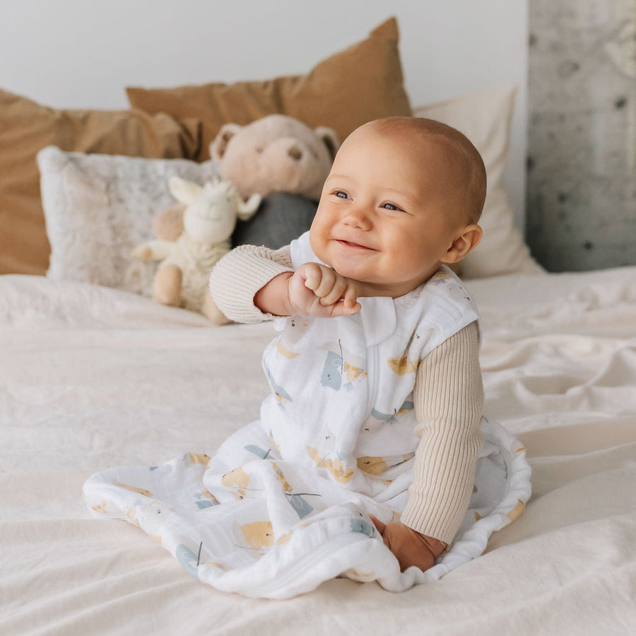 Cotton Muslin Sleep Sack - Rhinos (0.7 tog)