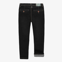 BLACK DENIM PANTS WITH SLIM FIT AND VISIBLE SEAMS, CHILD