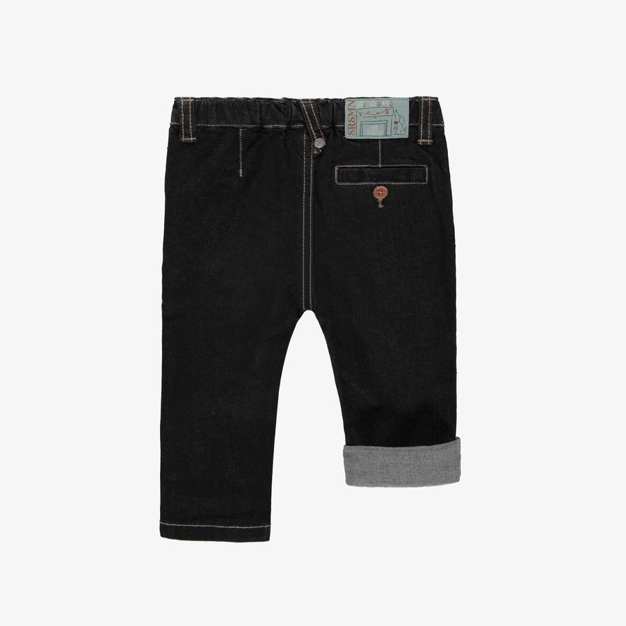 BLACK FITTED DENIM PANTS, BABY