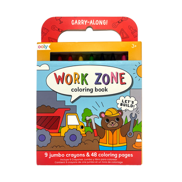 Carry Along! Coloring Book and Crayon Set - Work Zone - Set of 9 Crayons