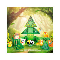 Magnet Tile Building Blocks Forest Animal Theme Toy Set with 8 Character Action Figures