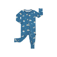 Footless Zipper Sleeper - Penguins (Night Sky)