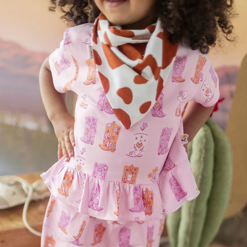 Pink pants with cowboy boot all over print, baby