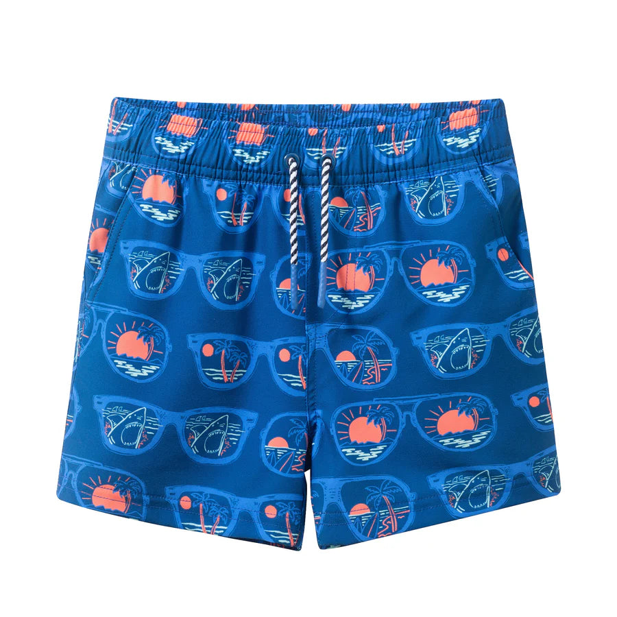Kids (4-7 Years) Comfort-Stretch Lined Boardshort| Sunglasses Shark