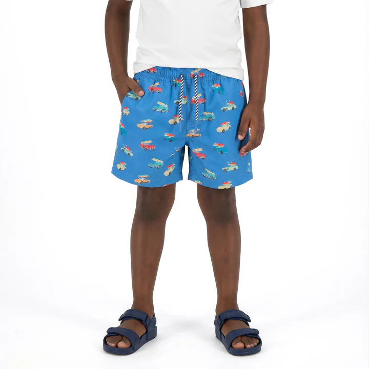 Kids (4-7) Swim Trunk | Retro Surf Car