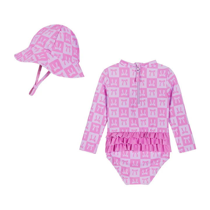 Infant Girls Rashguard Set | Pink Bow