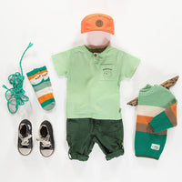 GREEN SHORT SLEEVES T-SHIRT WITH POCKET IN COTTON, BABY