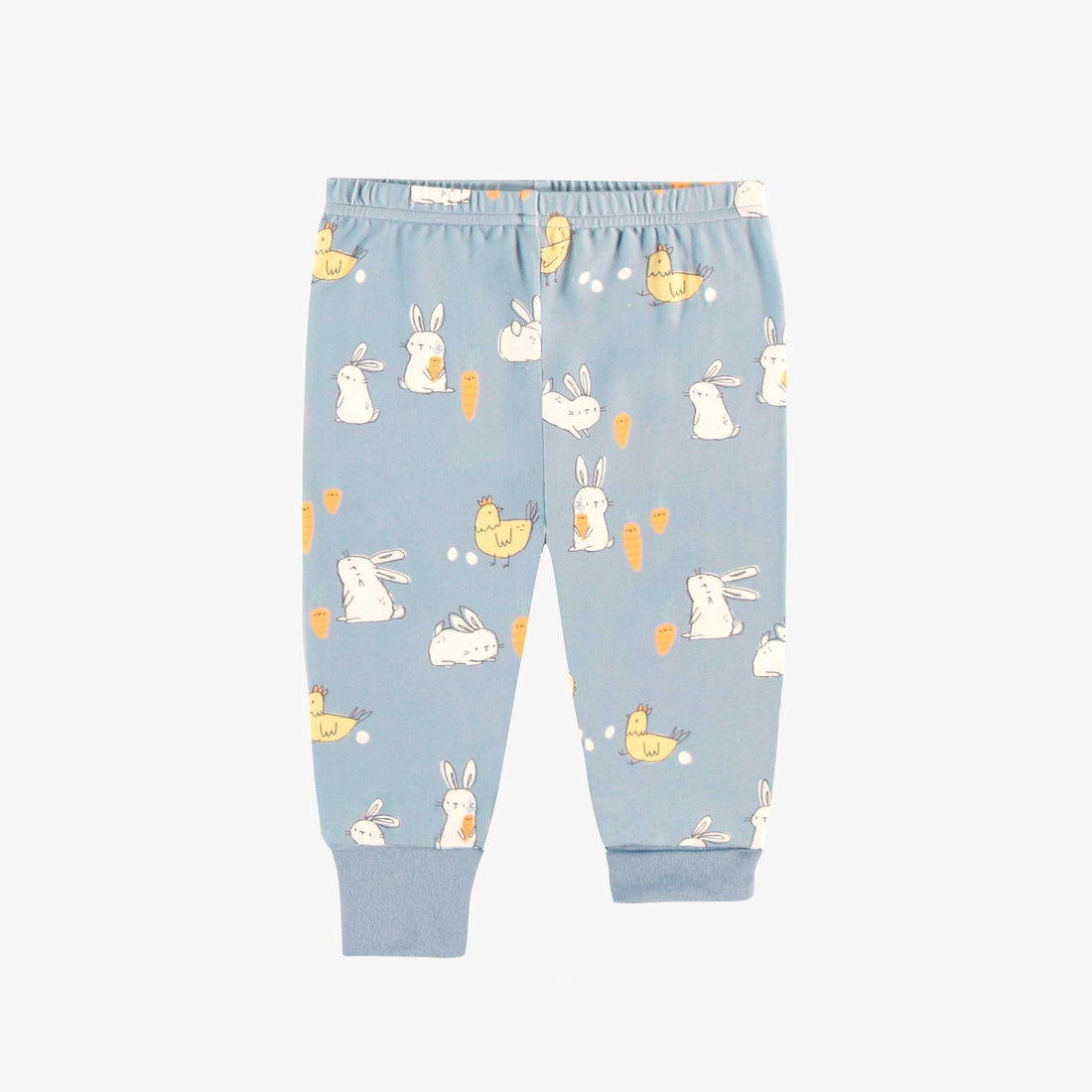 CREAM AND BLUE TWO-PIECES PAJAMA WITH BUNNIES AND CHICKENS PRINT, BABY