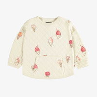 CREAM SWEATSHIRT WITH ICE CREAM PRINT IN QUILTED JERSEY, BABY