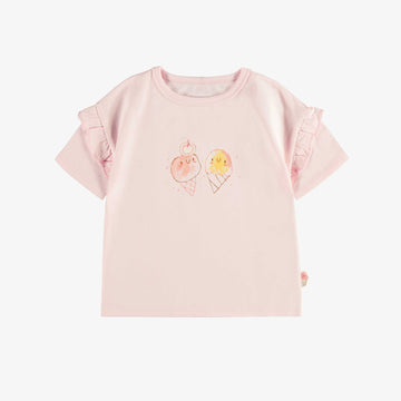 LIGHT PINK PATTERNED SHORT SLEEVE RELAXED FIT T-SHIRT, BABY