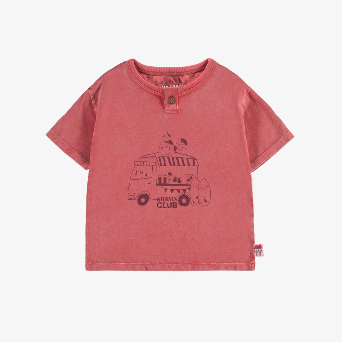 RED SHORT-SLEEVED T-SHIRT WITH AN ILLUSTRATION IN COTTON, BABY