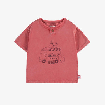 RED SHORT-SLEEVED T-SHIRT WITH AN ILLUSTRATION IN COTTON, BABY