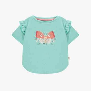 LIGHT BLUE SHORT SLEEVES T-SHIRT WITH BUTTERFLY PRINT, BABY