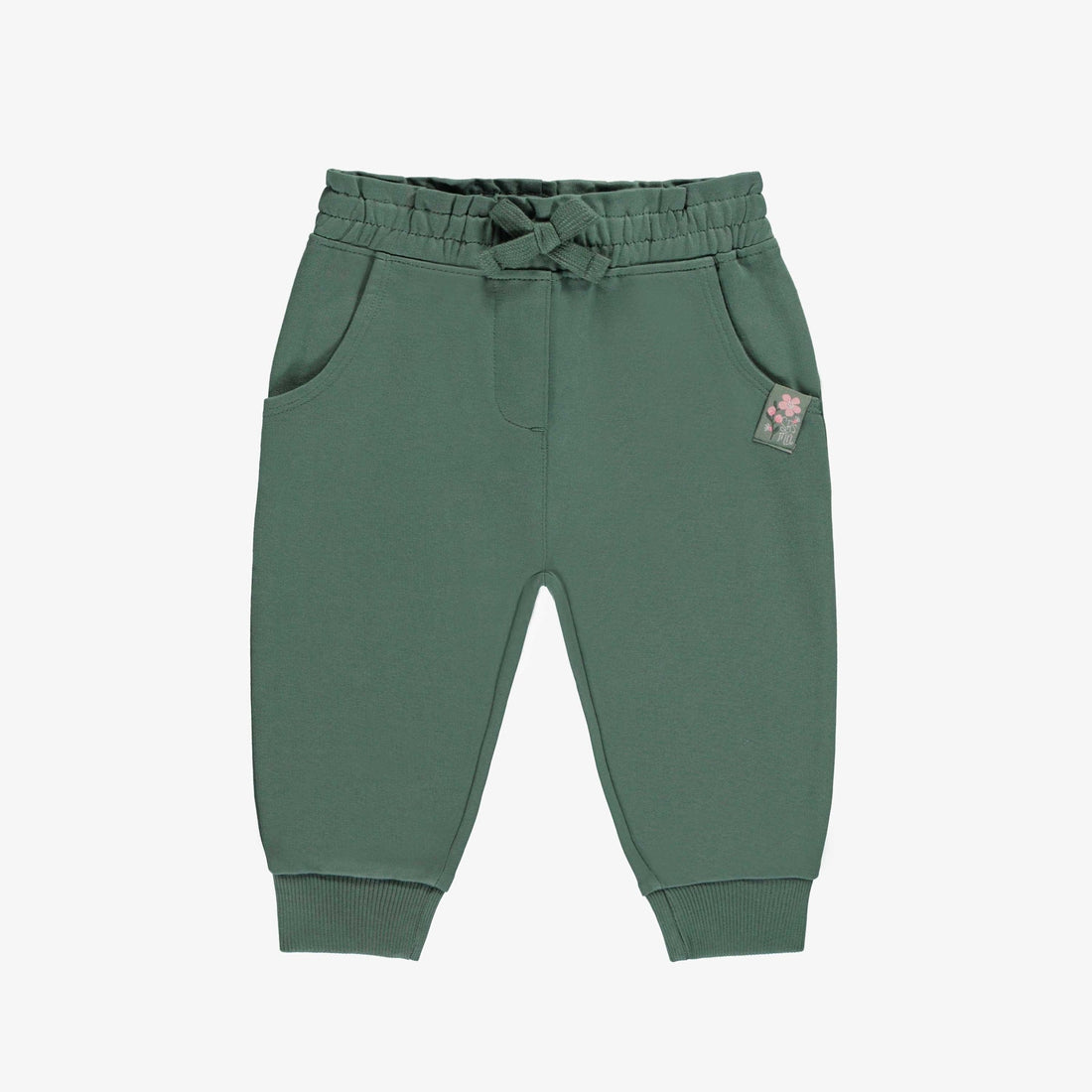 GREEN REGULAR FIT PANTS IN FRENCH TERRY, BABY