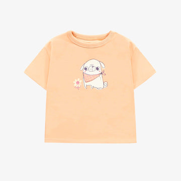 PEACH SHORT SLEEVES RELAXED FIT T-SHIRT WITH PRINT, BABY