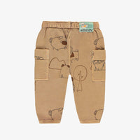 RELAXED FIT LIGHT BROWN PANTS WITH DOG PRINT, BABY