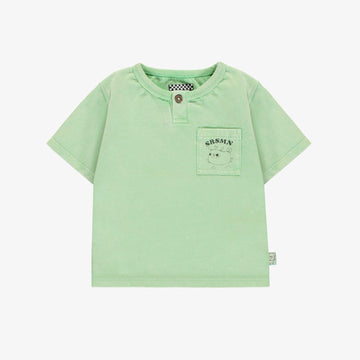 GREEN SHORT SLEEVES T-SHIRT WITH POCKET IN COTTON, BABY