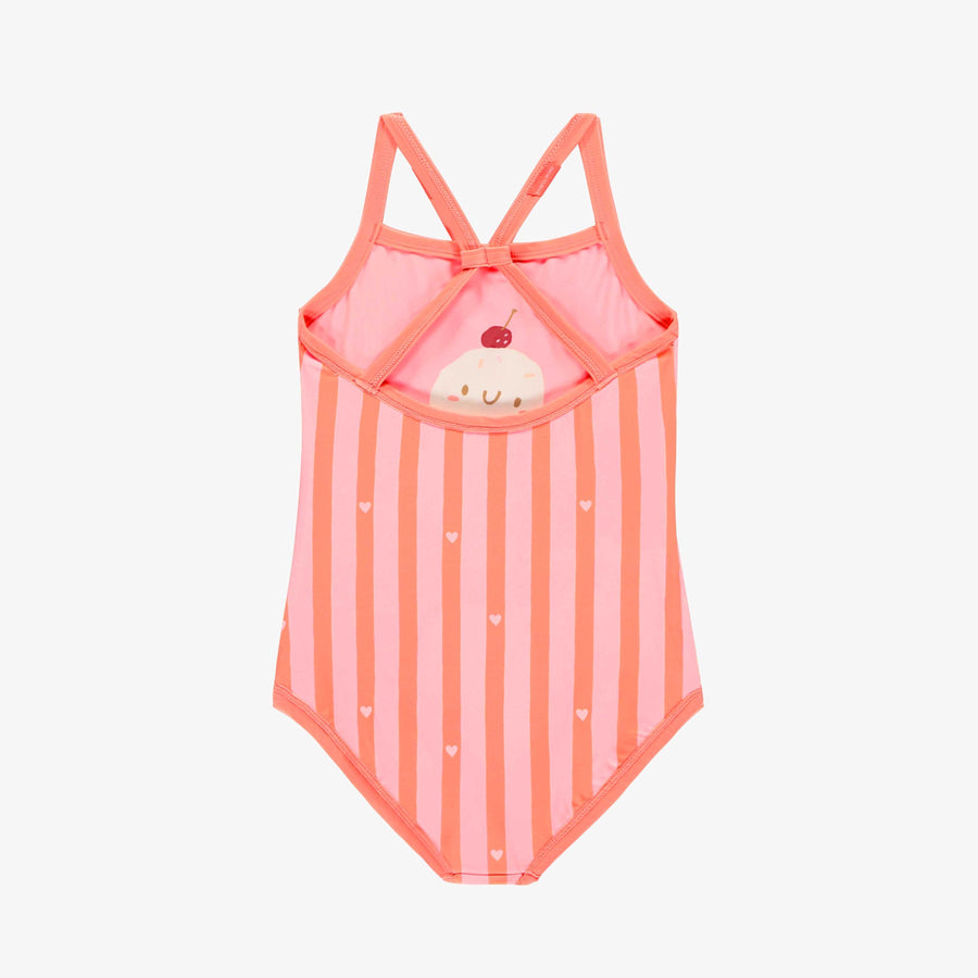 PINK ONE PIECE SWIMSUIT WITH ICE CREAM CONE PRINT, CHILD