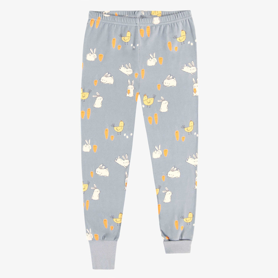 CREAM AND BLUE TWO-PIECES PAJAMA WITH BUNNIES AND CHICKENS PRINT, CHILD