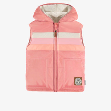 REVERSIBLE PINK SLEEVELESS VEST IN NYLON AND SHERPA, CHILD