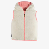 REVERSIBLE PINK SLEEVELESS VEST IN NYLON AND SHERPA, CHILD