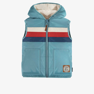 REVERSIBLE BLUE SLEEVELESS VEST IN NYLON AND SHERPA, CHILD