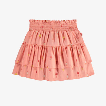 PINK SKIRT WITH RUFFLE AND AN ICE CREAM PRINT IN COTTON, CHILD