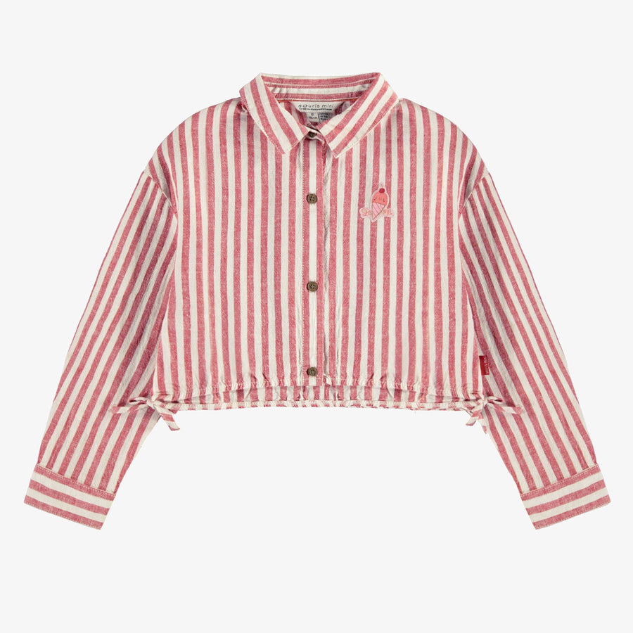 RED AND WHITE LONG SLEEVE STRIPED SHIRT, CHILD