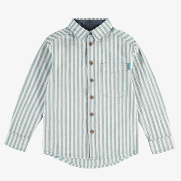 BLUE AND CREAM STRIPED RELAXED FIT SHIRT , CHILD