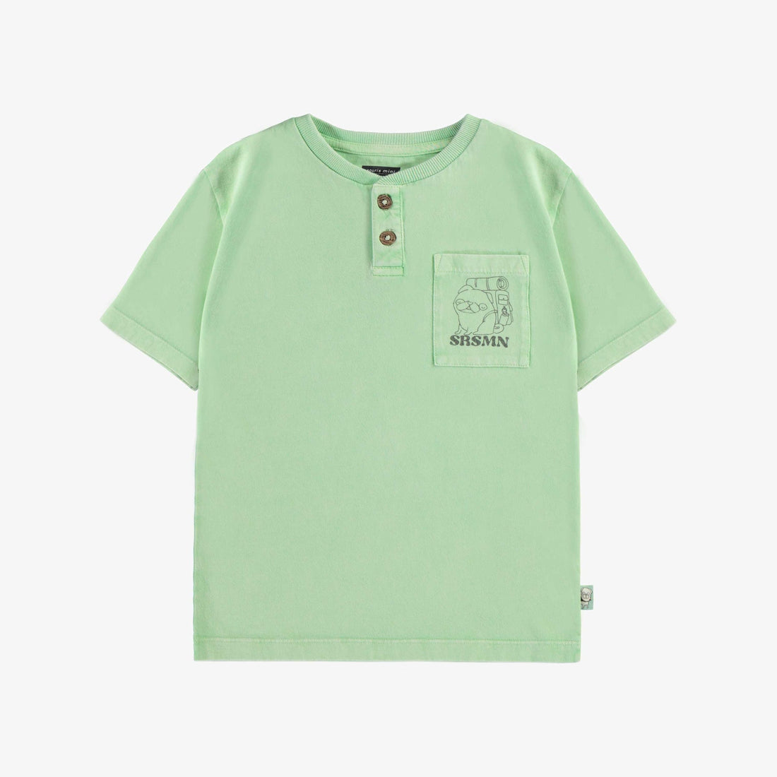 GREEN SHORT SLEEVES T-SHIRT WITH A POCKET AND AN ILLUSTRATION, CHILD