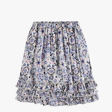 LONG WHITE SKIRT WITH RUFFLES AND A FLORAL PRINT IN VISCOSE, CHILD