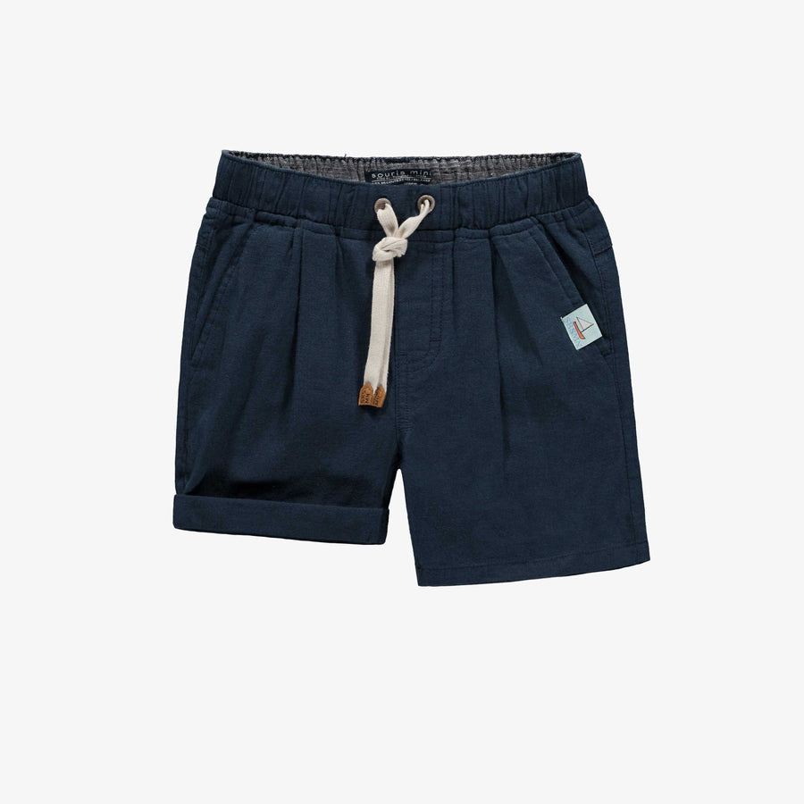 NAVY RELAXED FIT BERMUDAS IN COTTON AND LINEN, CHILD