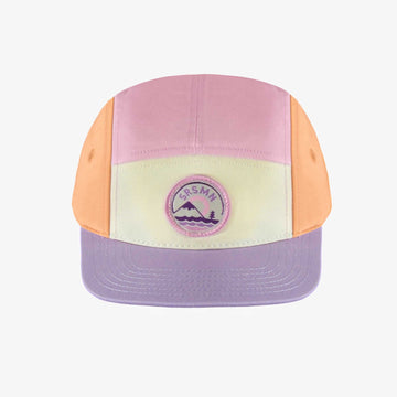 PURPLE CAP WITH COLOR BLOCK AND A FLAT VISOR IN LINEN AND COTTON, CHILD