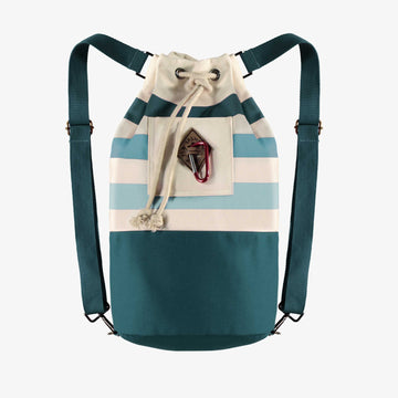 BEACH BAG WITH STRIPES IN GRADIENT OF BLUE IN COTTON CANVAS, CHILD