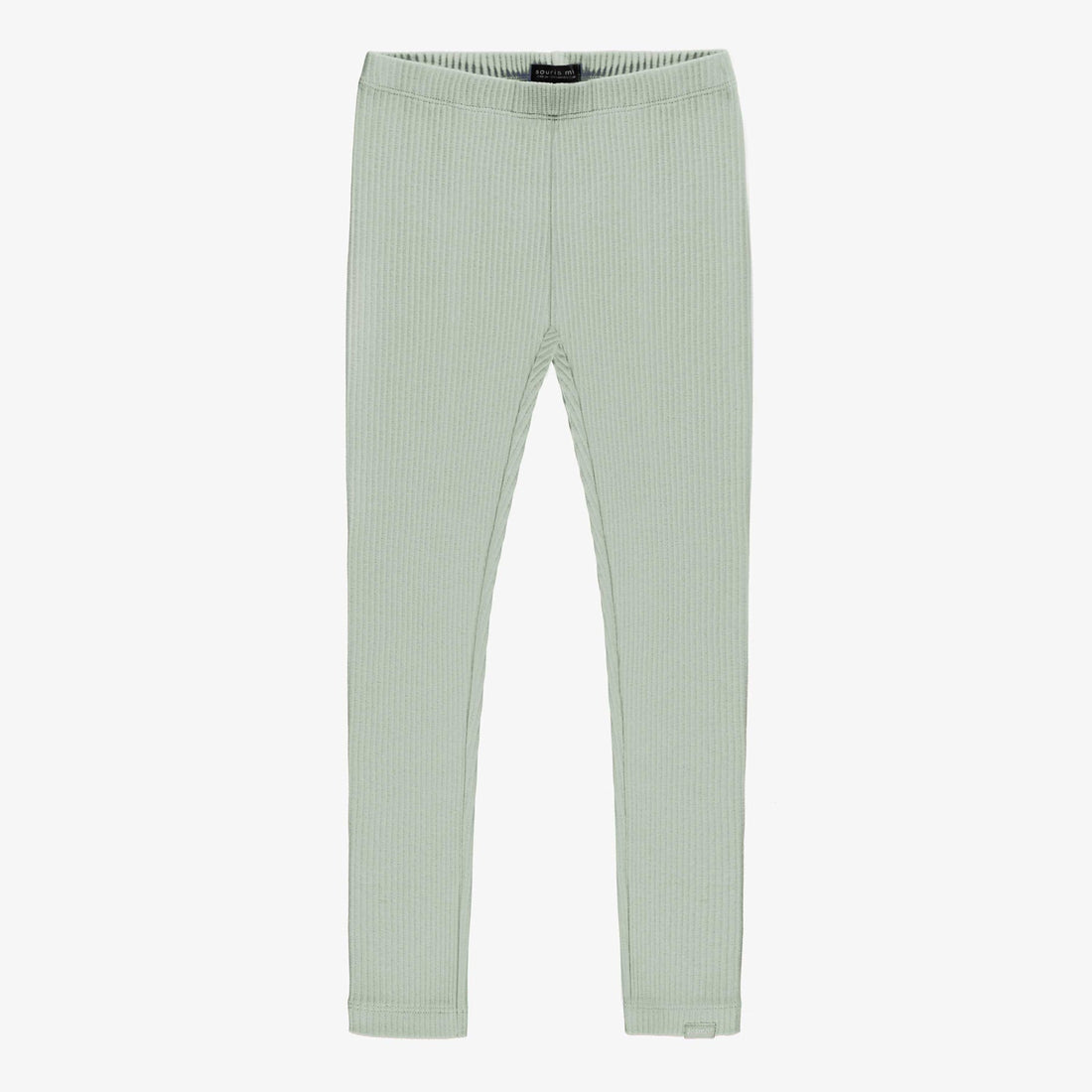GREEN LONG LEGGING IN RIBBED KNIT, CHILD