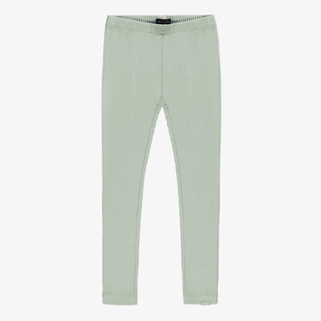 GREEN LONG LEGGING IN RIBBED KNIT, CHILD