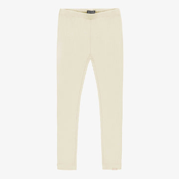 CREAM LONG LEGGING IN RIBBED KNIT, CHILD
