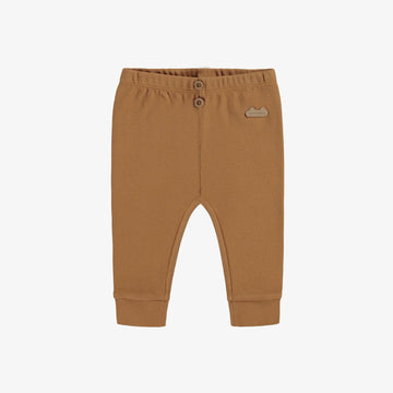 CARAMEL-BROWN LEGGINGS IN ORGANIC RIB KNIT, NEWBORN