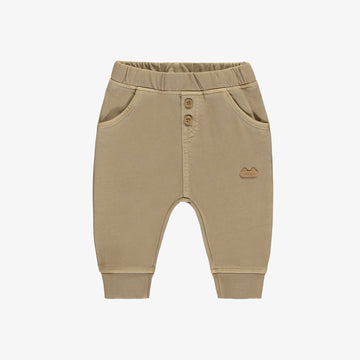 LIGHT BROWN PANTS REGULAR FIT JOGGER STYLE IN FRENCH TERRY, NEWBORN