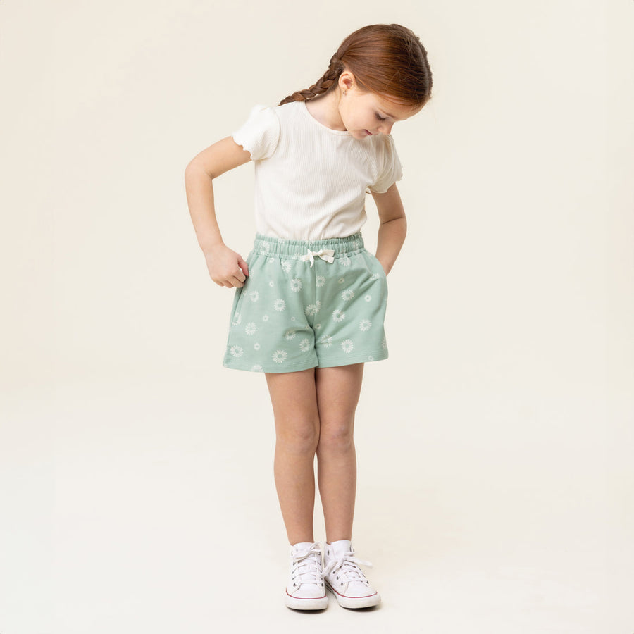 Green Flower Shorts