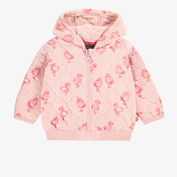 PINK QUILTED JERSEY HOODIE WITH PATTERNS, BABY