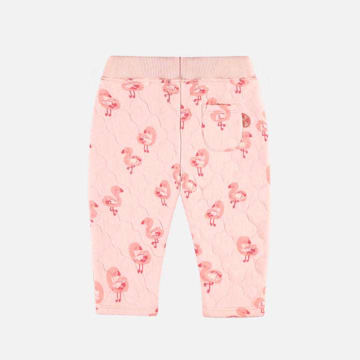 PINK QUILTED JERSEY PANTS WITH PATTERNS, BABY
