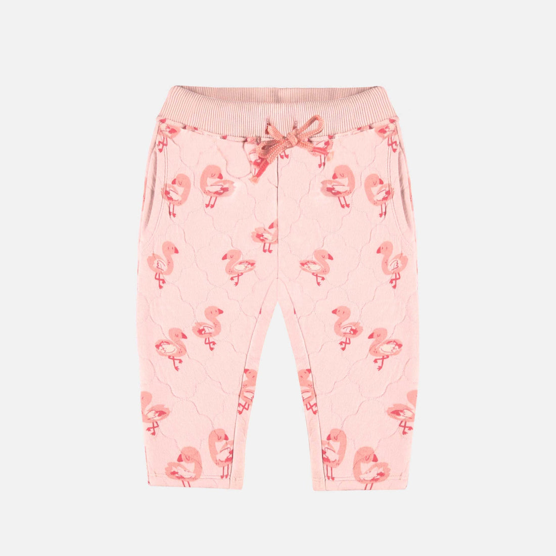PINK QUILTED JERSEY PANTS WITH PATTERNS, BABY