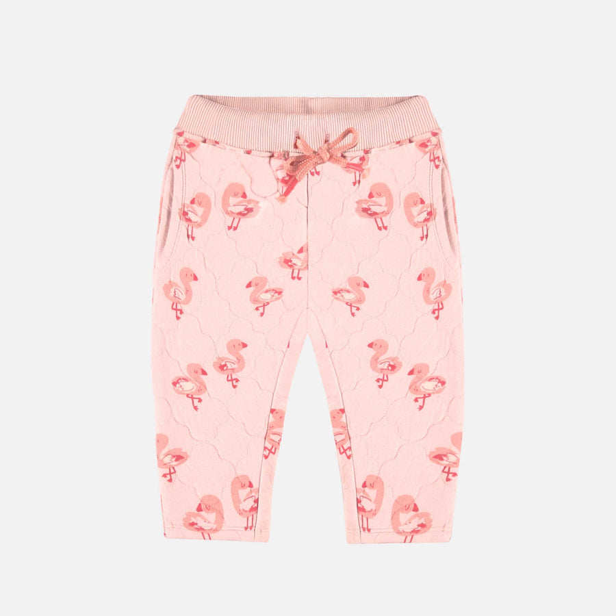 PINK QUILTED JERSEY PANTS WITH PATTERNS, BABY