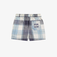 BLUE AND CREAM PLAID BERMUDA SHORTS, BABY