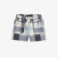 BLUE AND CREAM PLAID BERMUDA SHORTS, BABY